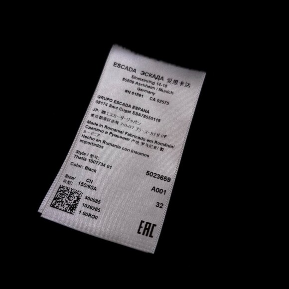 ESCADA Wool Wide Leg Trouser Split Hem Dress Pant Black Satin Stripe Old Money - Picture 14 of 15